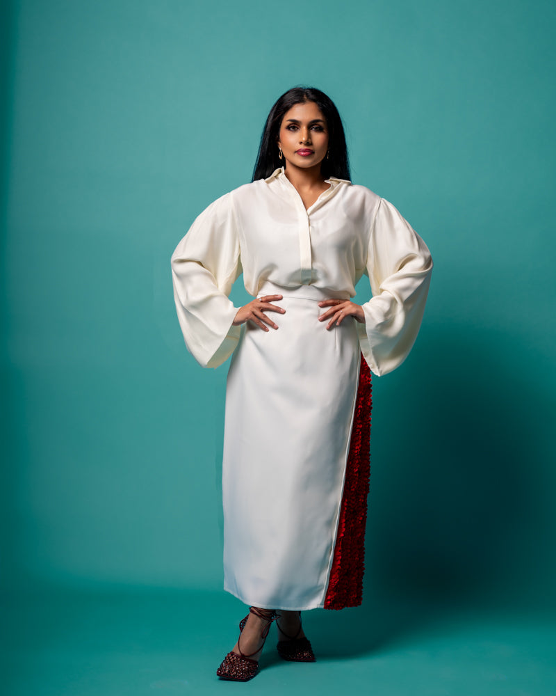 Elegant Red Skirt & shirt
