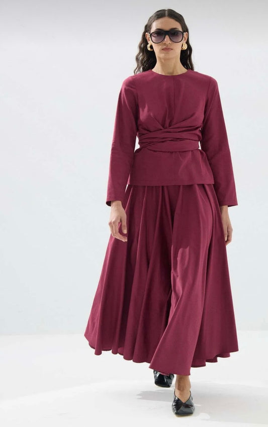 Burgundy skirt suit 4